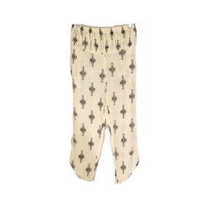 Free People White Lightweight Flowy Geometric Print Crop Pants